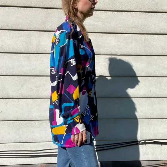VINTAGE Abstract Print Button Down Shirt | By Martini - Picture 6 of 8
